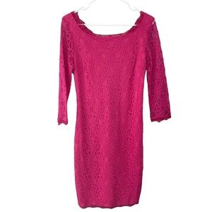 Joseph Ribkoff Pink Lace Long Sleeve Sheath Dress Size 6
